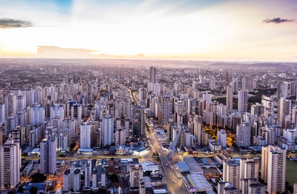 Goiania,Goias,Brazil,02,15,2021,Sunset,With,Buildings,In